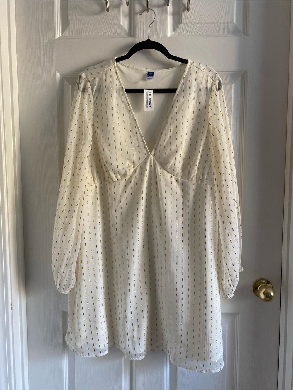 Old Navy Ivory Mini Dress with Gold Dot Accents
